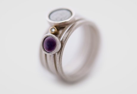 silverenamel text ring