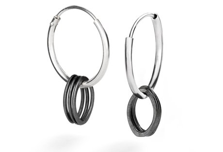 triple almond hoop earrings