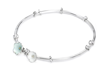 silver enamel daisy bangle