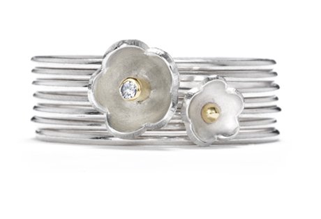 diamond daisy stack ring