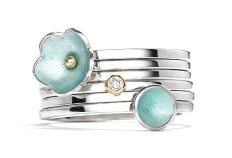 enamel daisy stack ring