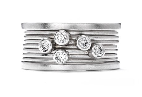 white gold diamond stack ring