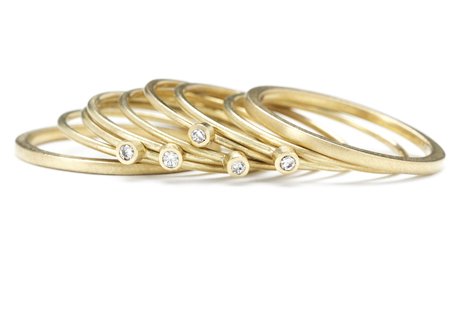 gold  diamond stack ring