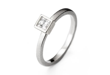 white gold princess cut ring